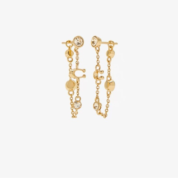 NWOT - Coach Signature Chain Earrings in Gold - Picture 1 of 3